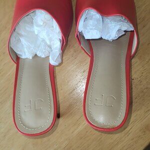 Ladies 8.5 red, 4"heal, slide -